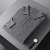 Autumn/Winter Pure Cashmere Sweater For Men, Polo Collar, Thickened Warm, Long Sleeve Pullover, Lapel Wool Knit Base Layer