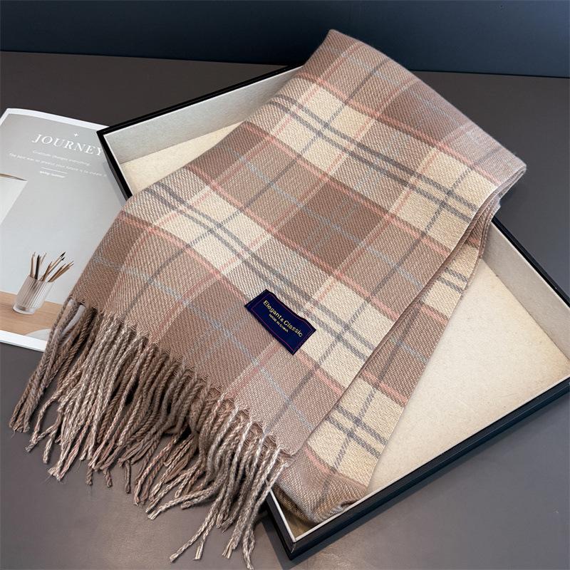 New Fashion Stripes Women's Winter Scarf Imitation Cashmere Warm Shawls Wraps Thicked Pashmina Female Blanket Scarves