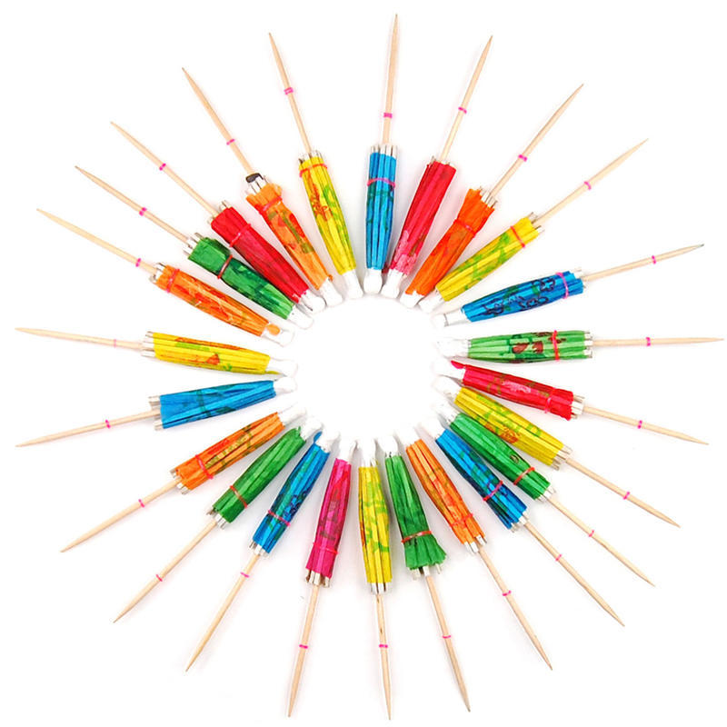40Pcs Paper Cocktail Parasols Umbrellas Party Wedding Supplies Luau Drink Stick