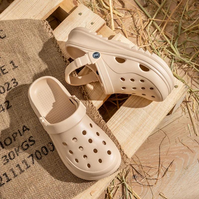 

Мода Мода Сандалии на платформе с вырезами Женские 2025 Лето Нескользящие Пляжные Клоги Сандалии из ЭВА Женские Толстая Мягкая Подошва Садовая Обувь Шлепанцы 40-41 хаки