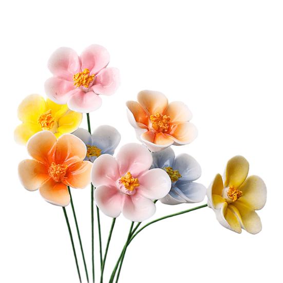 Ručně vyráběná keramická simulace květiny Realistický umělý barevný květ Dekorace Umělá květina se stonkem DIY Dekorace vázy