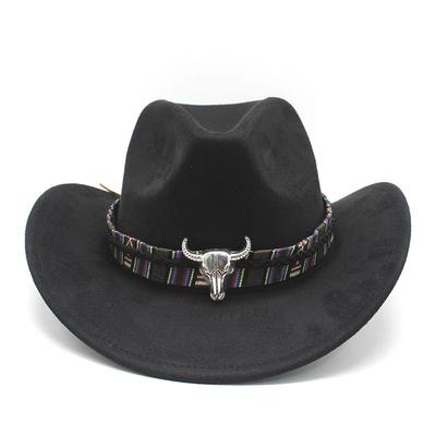 Suede Ethnic Style Top Hat Western Cowboy Hat Tibetan Performance Hat Men'S Retro Woolen Hat