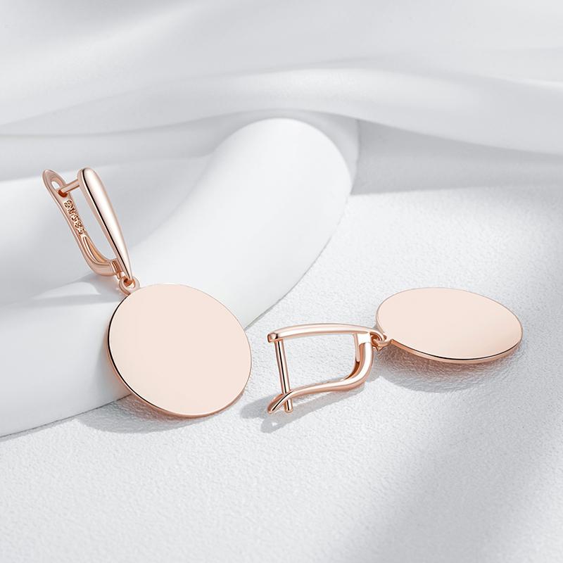 Fashion Glossy Dangle Earrings For Women  Rose Gold Color Simple Round Accessories High Quality Daily Fine Jewelry