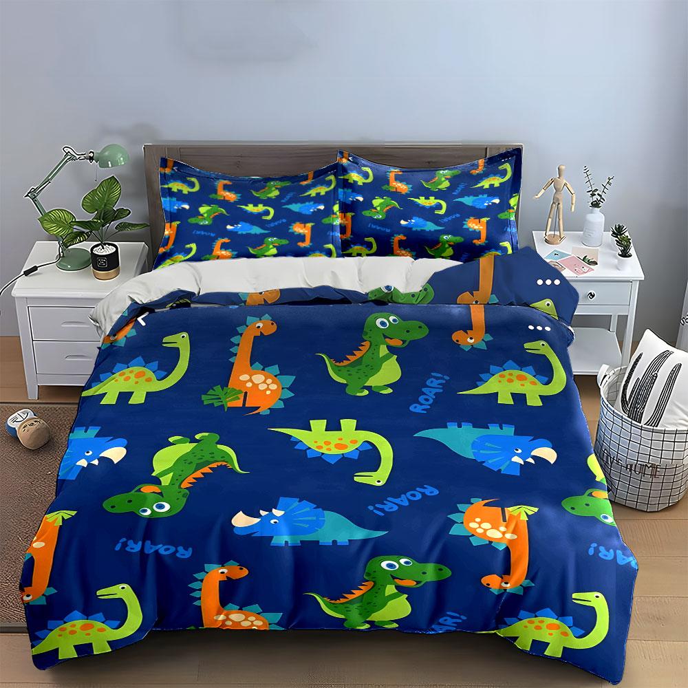 Kids Dinosaur Print Bedding Set Multiple Sizes Kid'S And Adults' Bedroom Exquisite 3Pc Bedding Set, Gift
