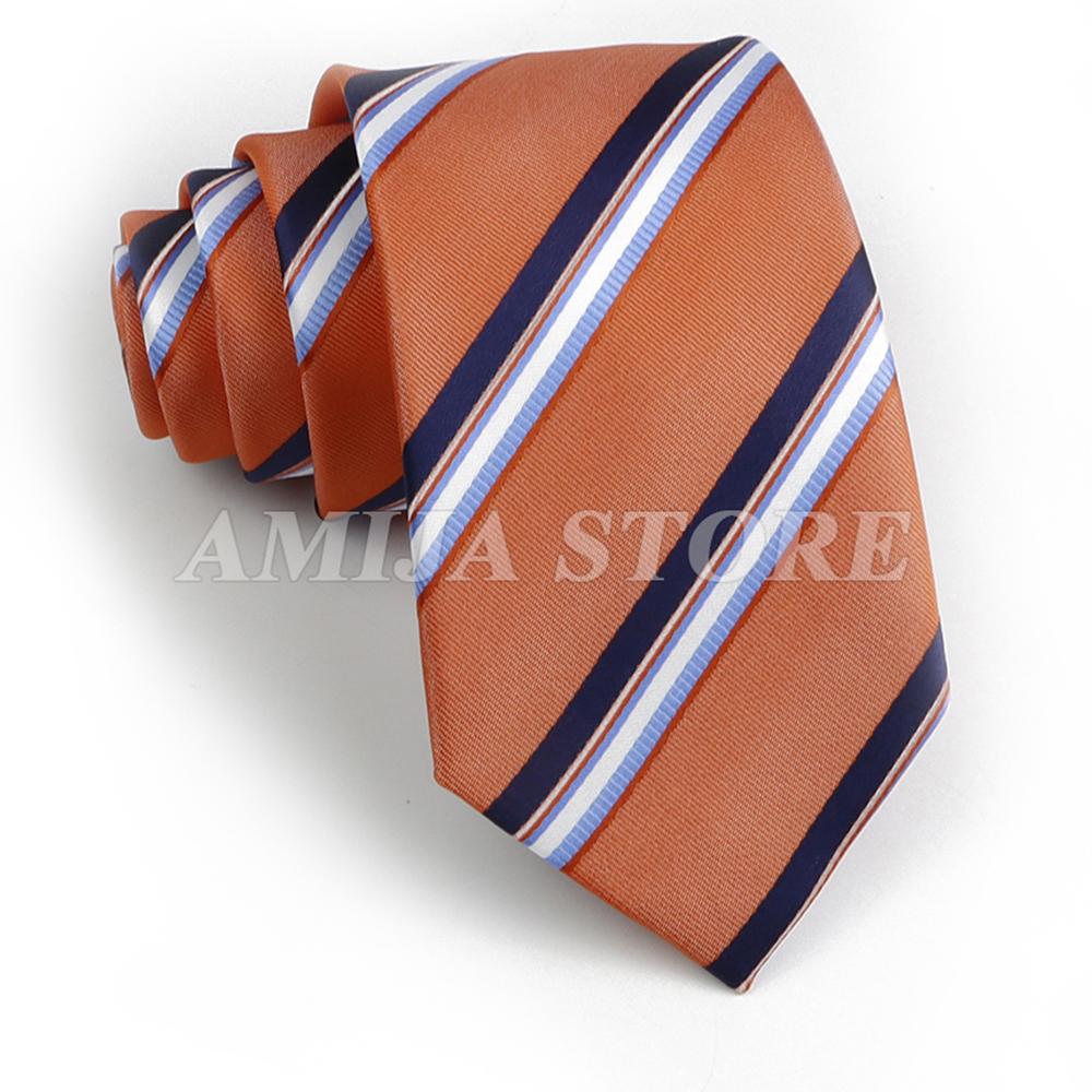 Men's Fashion Tie 7.5cm Tie Sage Green Orange Stripes Ties Business Meeting Suit Wedding Party Office Tie Men's Gift  Accessorie