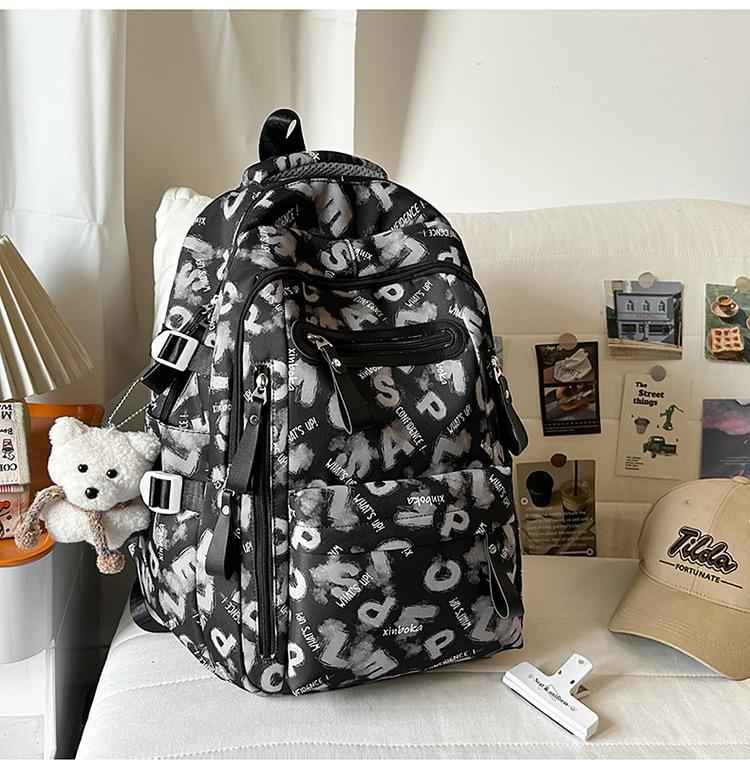 Schoolbag Letter-printed Large-capacity Backpack for Girls, Fifth and Sixth Graders, Junior High, High School, and College Students
