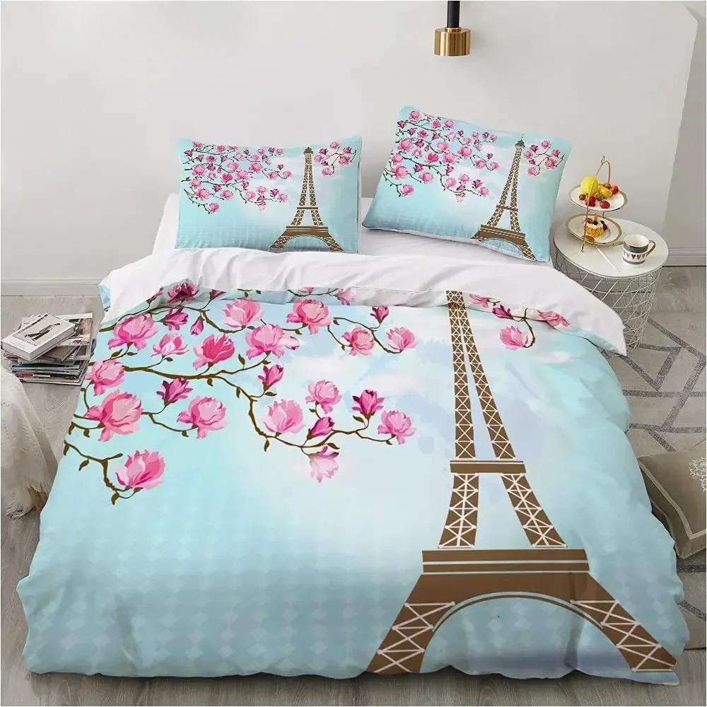 Eiffel Tower Bedding Duvet Cover Set 3d Digital Printing Bed Linen Fashion Design Comforter Cover Bedding Sets Bed Set