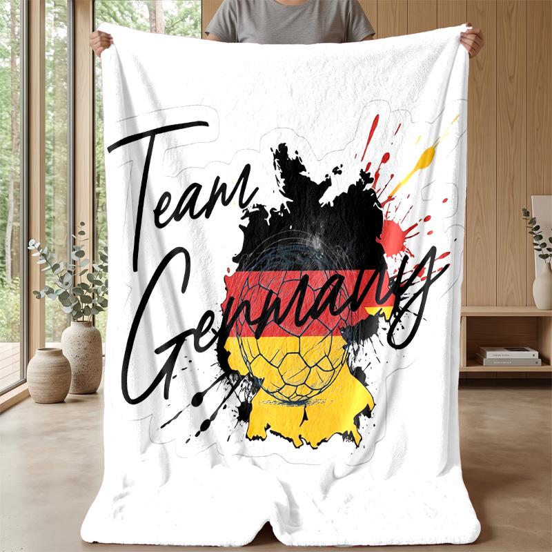 Germany National Football Team Theme Blanket Soft Flannel Blanket Plush Throw Blanket Cozy Sofa Bed Blanket for Home Decor