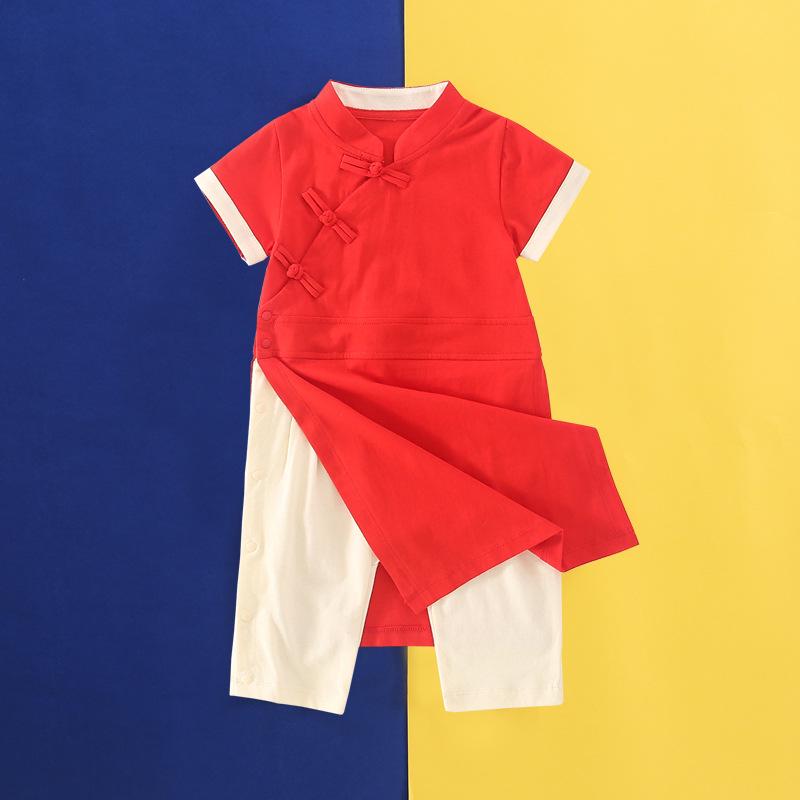 

Комплект ханьфу с халатом с длинным рукавом и брюками-шароварами для девочек и мальчиков - День рождения 1 год и Церемония первого хватания, Костюм династии Тан, Специальное предложение 100 cm