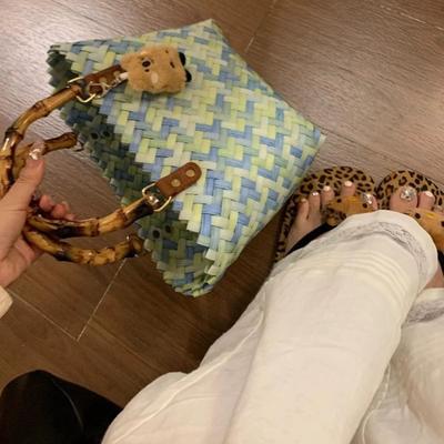 Summer Imitation Rattan Bamboo Handbag Women's French Hand-woven Bag Versatile Resort Style Straw Basket Bag Trend
