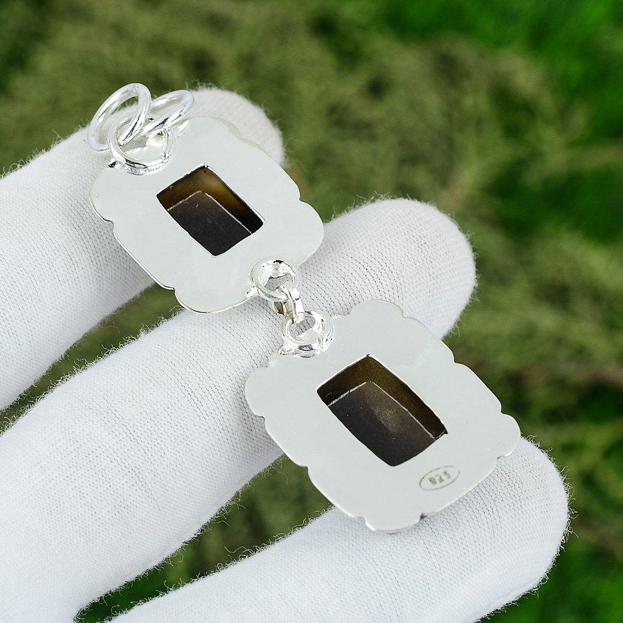 Square Montana Agate Stone Sterling Silver Bezel Anniversary New Pendant Jewelry