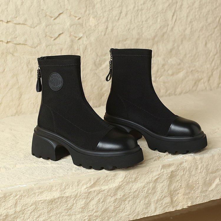 

Ботинки Martin женские осень-зима 2024 новые короткие ботинки на толстом каблуке женские водонепроницаемые высокие каблуки одинарные ботинки средние эластичные ботинки 40