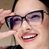 Women Fashion Eyewear  Trending Unisex Spectacle Glasses Optical Eyeglasse Frames Metal Bending Leg Blue Light Block Glasses