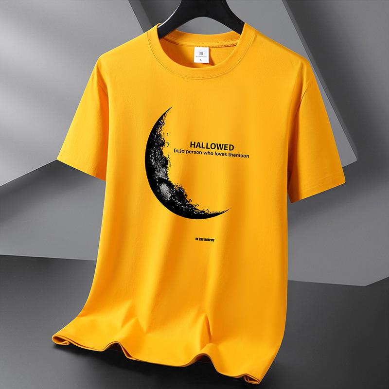 

Hallowed 10 цветов, мужская футболка из чистого хлопка, свободная мужская футболка с круглым вырезом и коротким рукавом, большой размер S-6XL 5XL жёлтый
