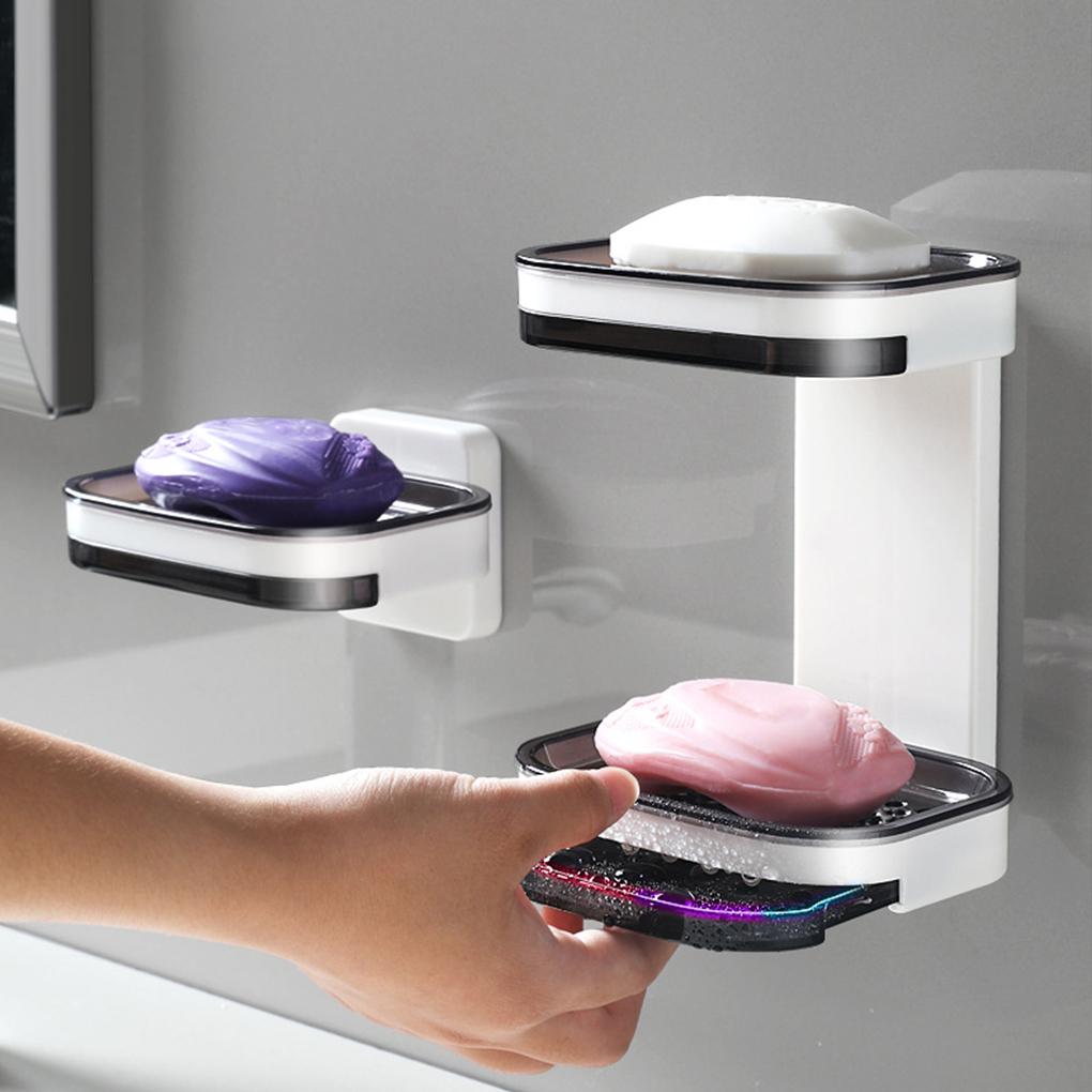 Wall Mounted Sponge Organizer Moisture-proof Water Draining Tray Storage Box Bathtub Organizing Case Container for Bathroom