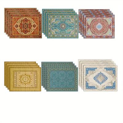 4 Stück quadratische Platzsets (12 x 18 Zoll) | Modische Polyester-Tischsets im Kaffee-Design, Ideal für Kaffeeliebhaber und Feiertagsversammlungen
