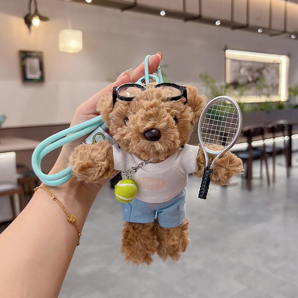 Cheie Lanț Tennis Ursuleț Creativitate Păpușă de Pluș Drăguță Farmec Geantă Stil Sport Piese Suspendate Accesorii Cuplu Cadou A467 gray