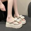 Mode 8CM Plattform Hausschuhe Sandalen Frau Bowknot Dicke Sohle Hausschuhe Frauen Chunky Flip-Flops Sommer Casual Strand Dias Zapatos Mujer
