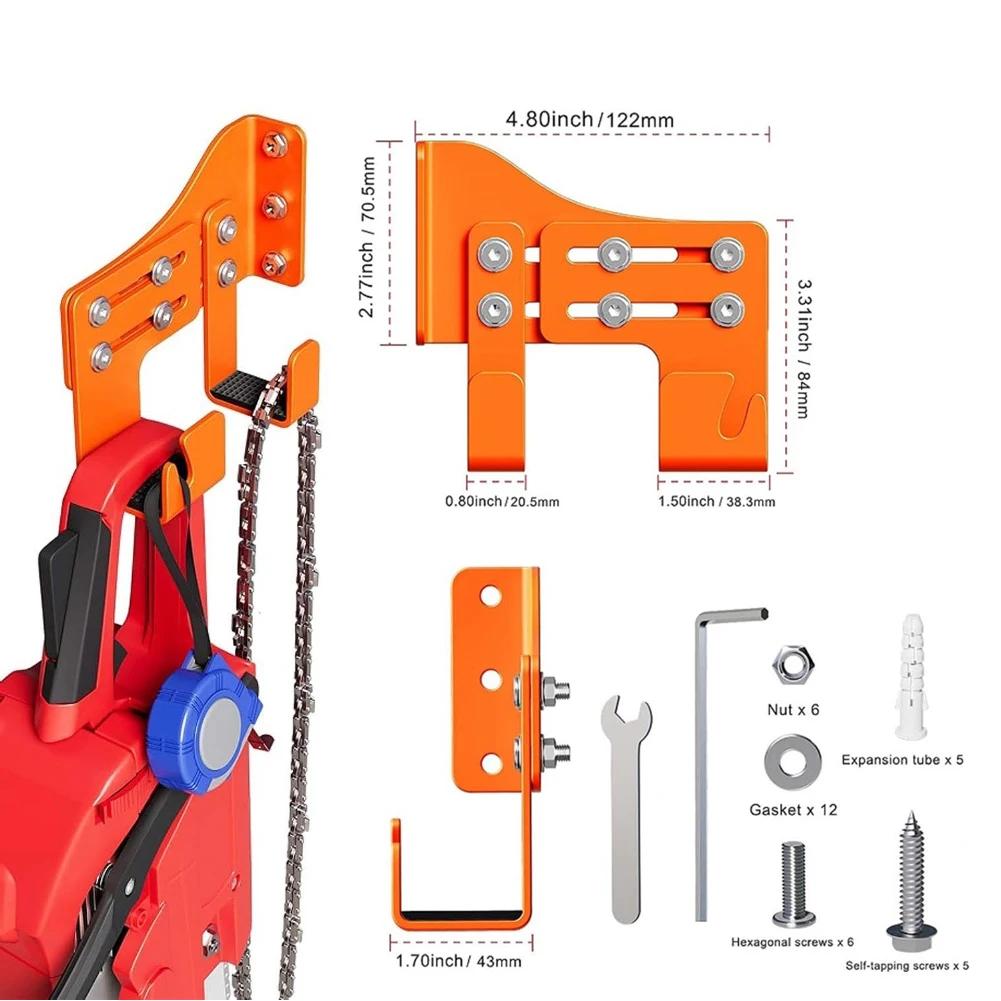 Heavy-Duty Adjustable Chainsaw Wall Mount With Protective Sponge Pads Anti-Slip Hooks Heavy Duty Wall Mount Garage