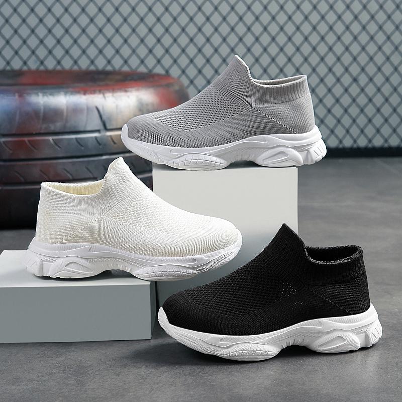 

Kids Flyknit Slip-On Running Shoes - Lightweight, Flat Sole Sports Shoes for Children Size 31, 19.7cm сірий колір