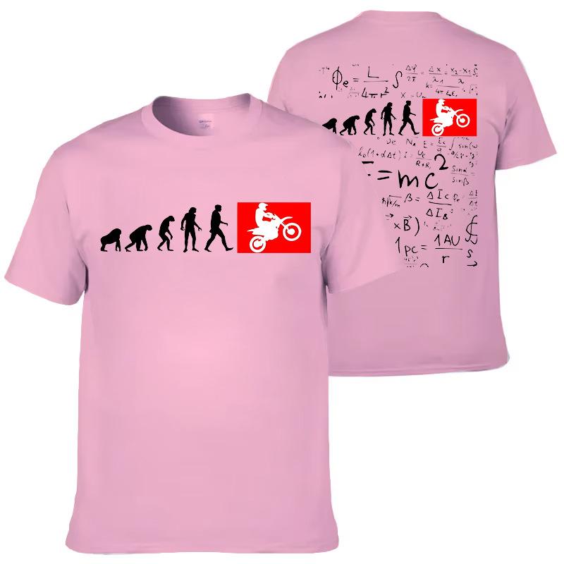 Human Evolution Motocross Round Neck Printed Short Sleeve T-Shirt Loose Comfortable Modal Top for Casual Wear