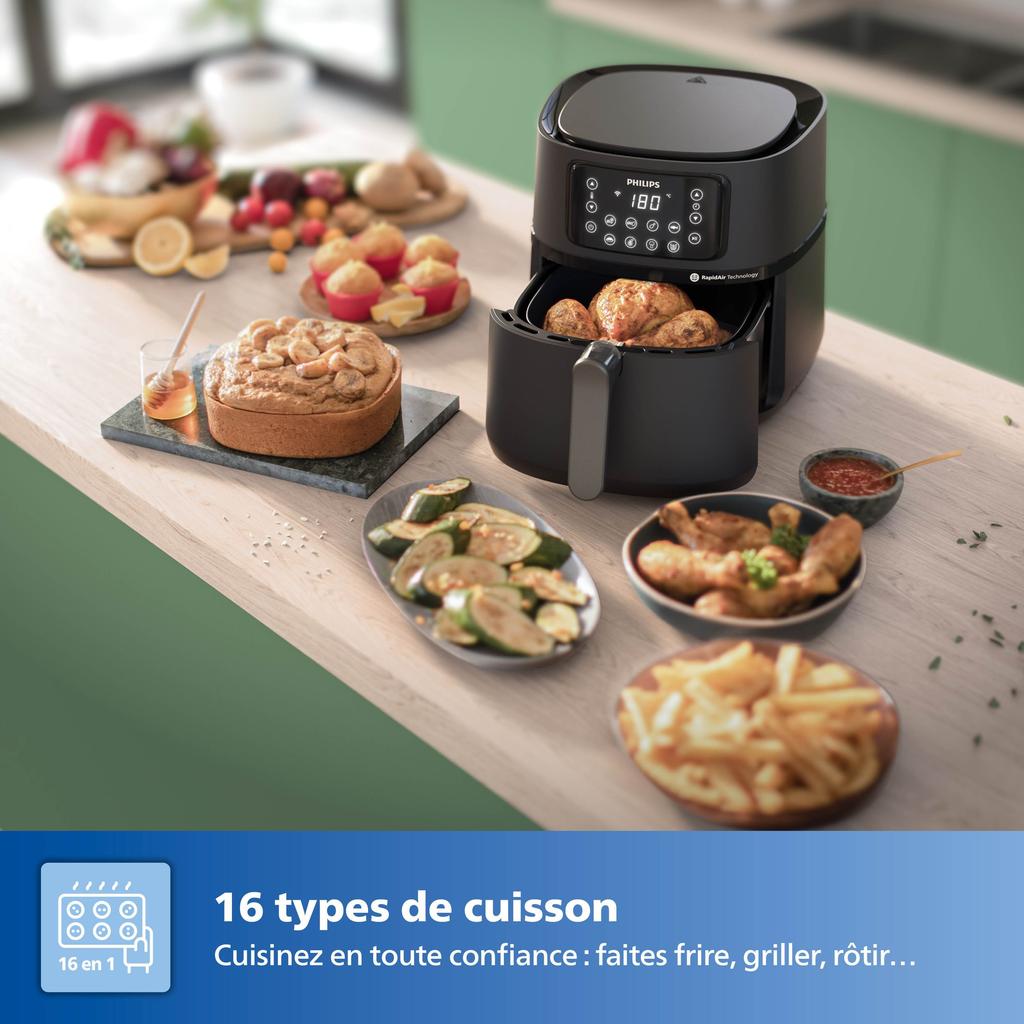 Friteuse sans huile - PHILIPS - HD9285/93 Airfryer - Connecté - Noir - Série 5000 - 7.2L