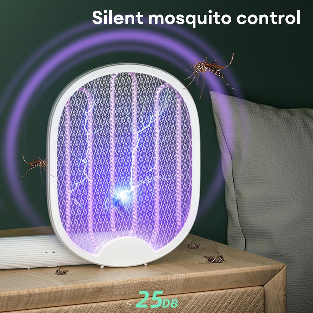 1PC Foldable Electric Mosquito Killer Fly Swatter Trap USB Rechargeable Mosquito Racket Insect Killer with UV Light Bug Zapper 3000V