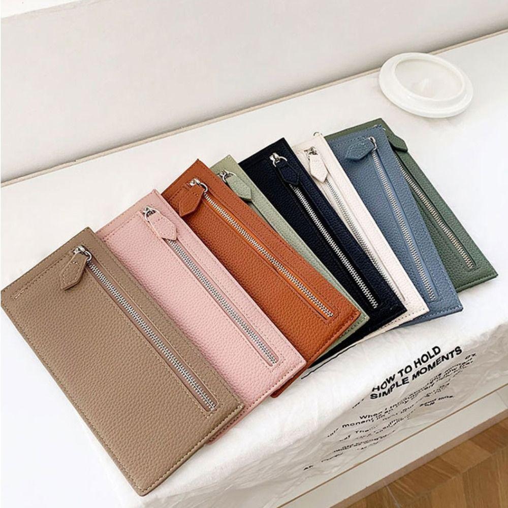 New Women's Long Wallet Korean Version Ultrathin Zipper Wallet Student Solid Color Multi Card Zero Wallet