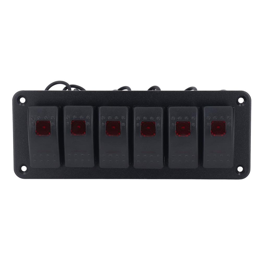 6 Gang Rocker Switch Panel LED Backlit On Off Switch Waterproof Circuit Protection for Car RV Bus Marine Boat ATV UTV
