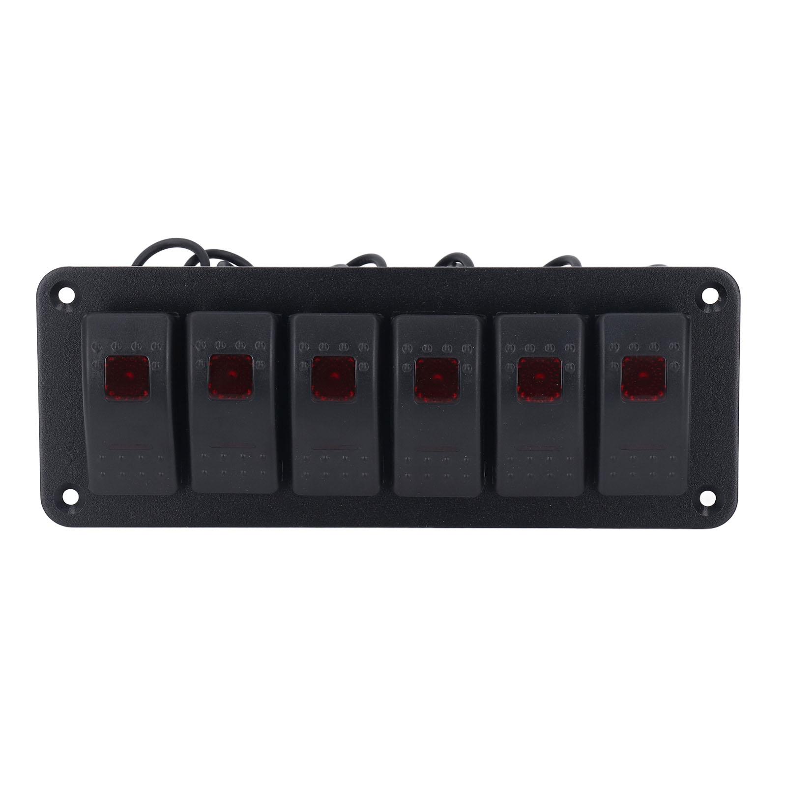 6 Gang Rocker   Panel LED Backlit On Off   Waterproof Circuit   for Car RV Bus Marine Boat ATV UTV