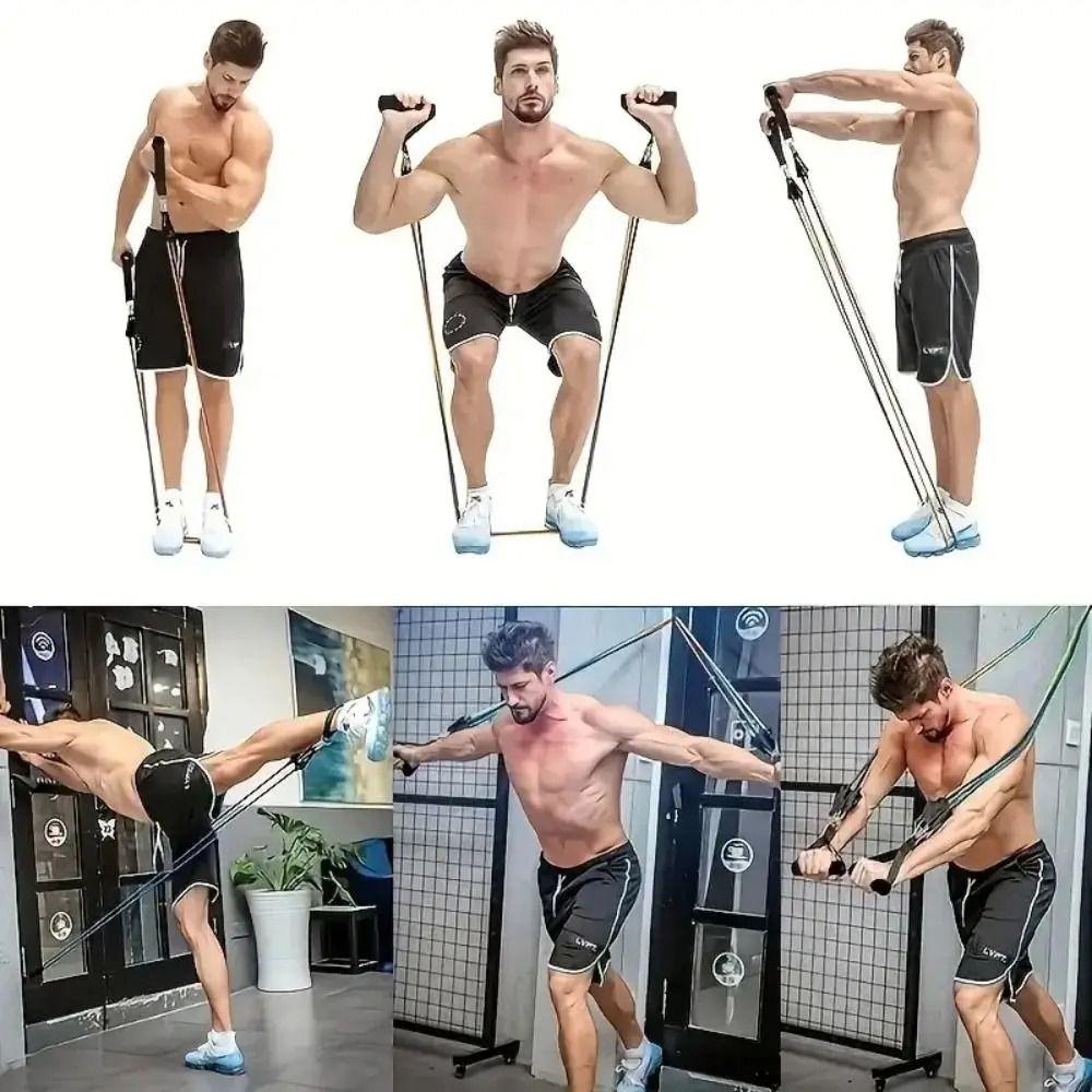 11Pcs/Set Anti-Break TPE Tension Rope Set Portable Pull Rope Set  Fitness Training