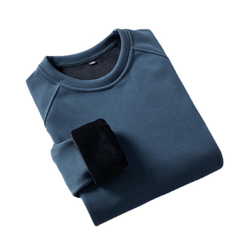Men's Double-Sided Fleece Crew Neck Thick Thermal Sweatshirt 
