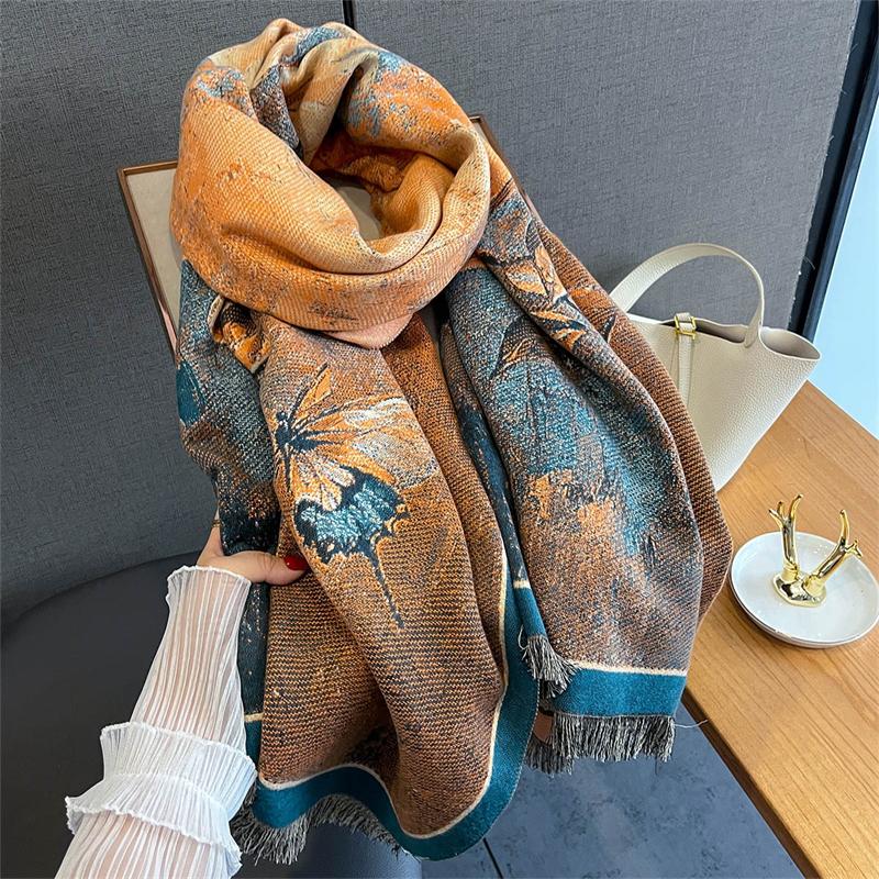 Luxury Winter Cashmere Scarf for Women Print Design Warm Pashmina Blanket Scarves Female Shawl Foulard Bufanda Poncho Stoles