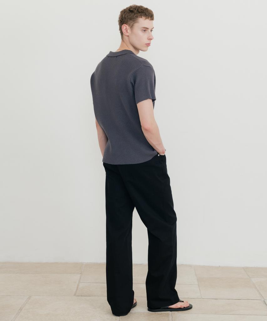 SSIN AND LEE Lounge Half Knit Polo Shirt Charcoal