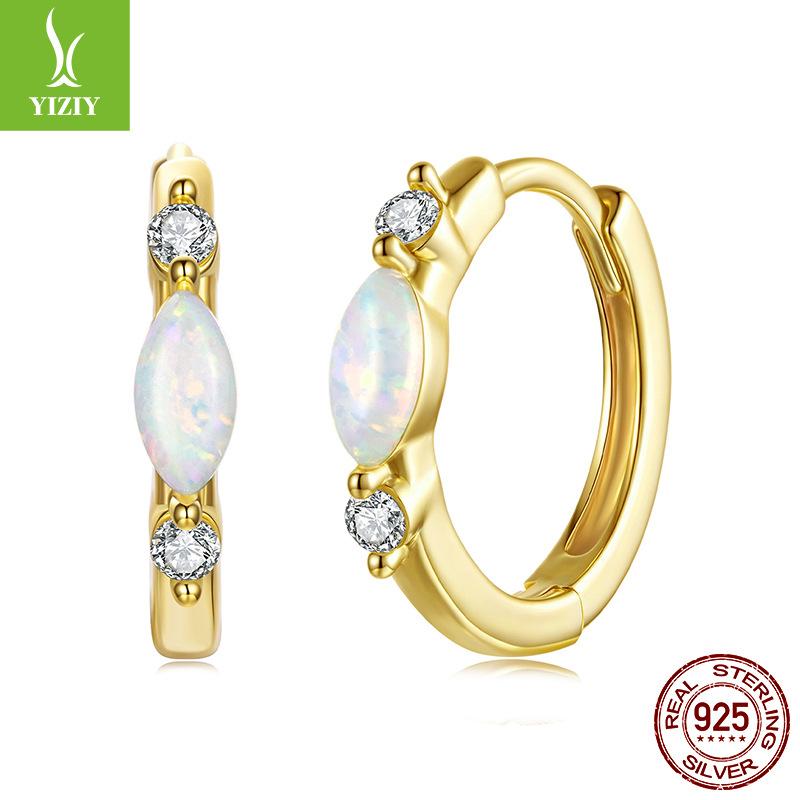 Moissanite Simple Opal Earrings, Earrings, Elegant Niche Temperament S925 Sterling Silver Earrings