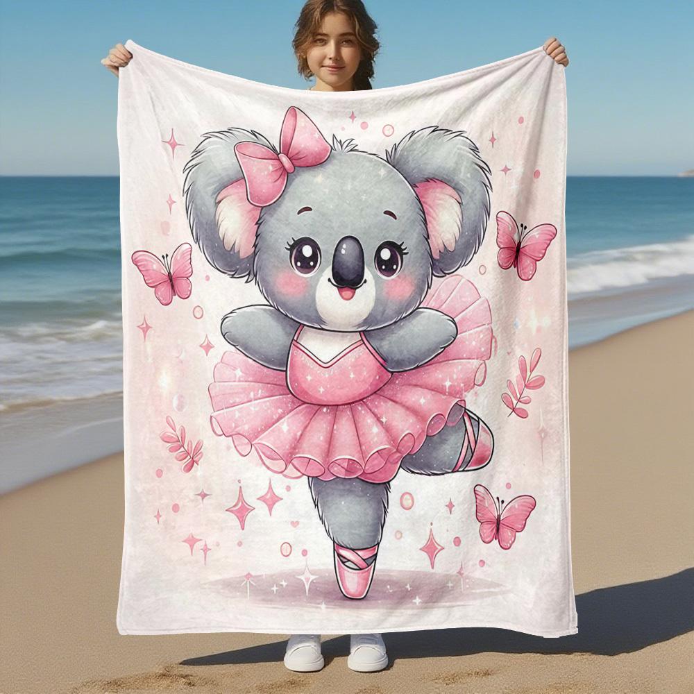 1pc Koala Ballerina Outdoor Flannel Blanket Soft Warm All-Season Throw for Sofa Bed Car Camping Office, Cozy Gift Idea1152S