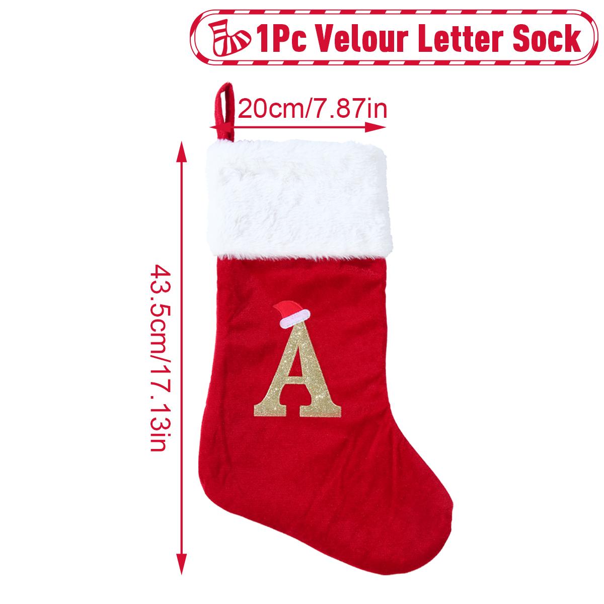 

Merry Christmas Socks Red Snowflake Alphabet Letters Christmas Stocking Christmas Tree Pendant Decor 2024 for Home Xmas Gift