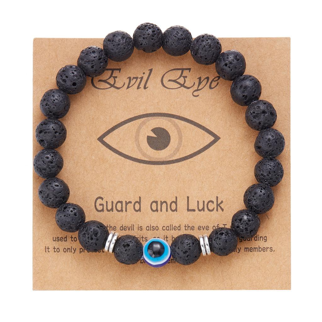 Fashion Frosted Bead Bracelet With Blue Eyed Design For Unisex Gift