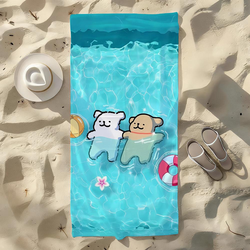 Cartoon Line Dog Maltese Outline Puppy Towel For Swim Yoga Gym Quick Drying Soft and skin-friendly Beach Towels All-Season