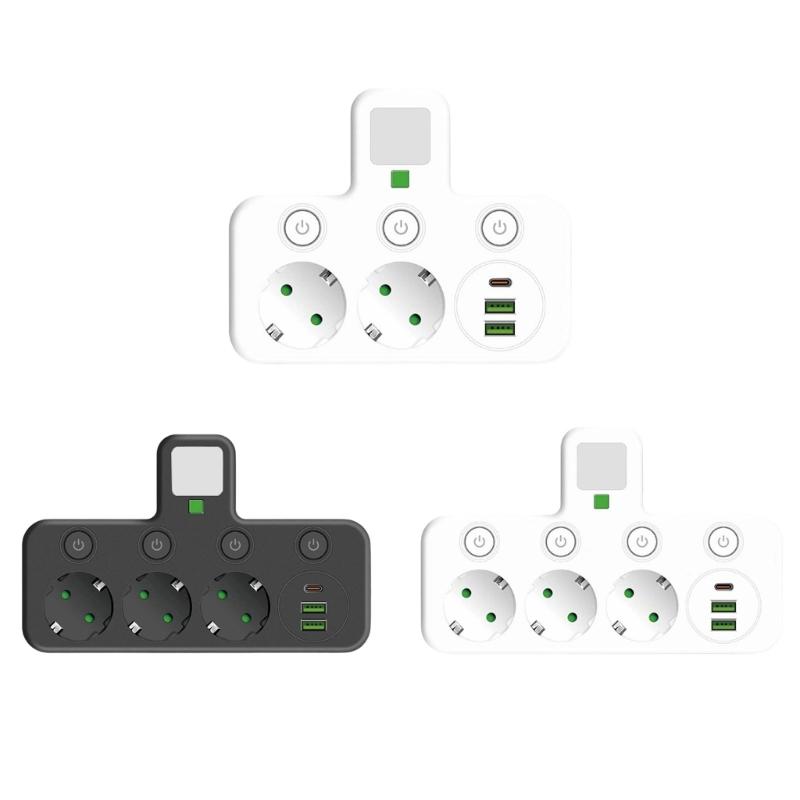 Multi-Socket Power Strips Wall Socket Adapters Power Converter with Independent Switches for Multiple Device Use Enduring