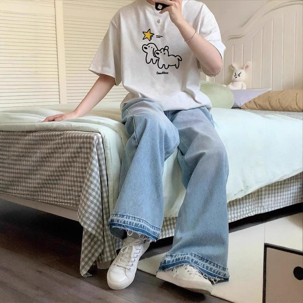 catty short-sleeved t-shirt women's pure cotton summer new cartoon printing American retro niche design top