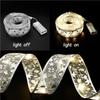 Christmas Tree Ribbon Light String Party Weddings Decoration Strip Gift Packing Decorative Supply for Dormitory Office