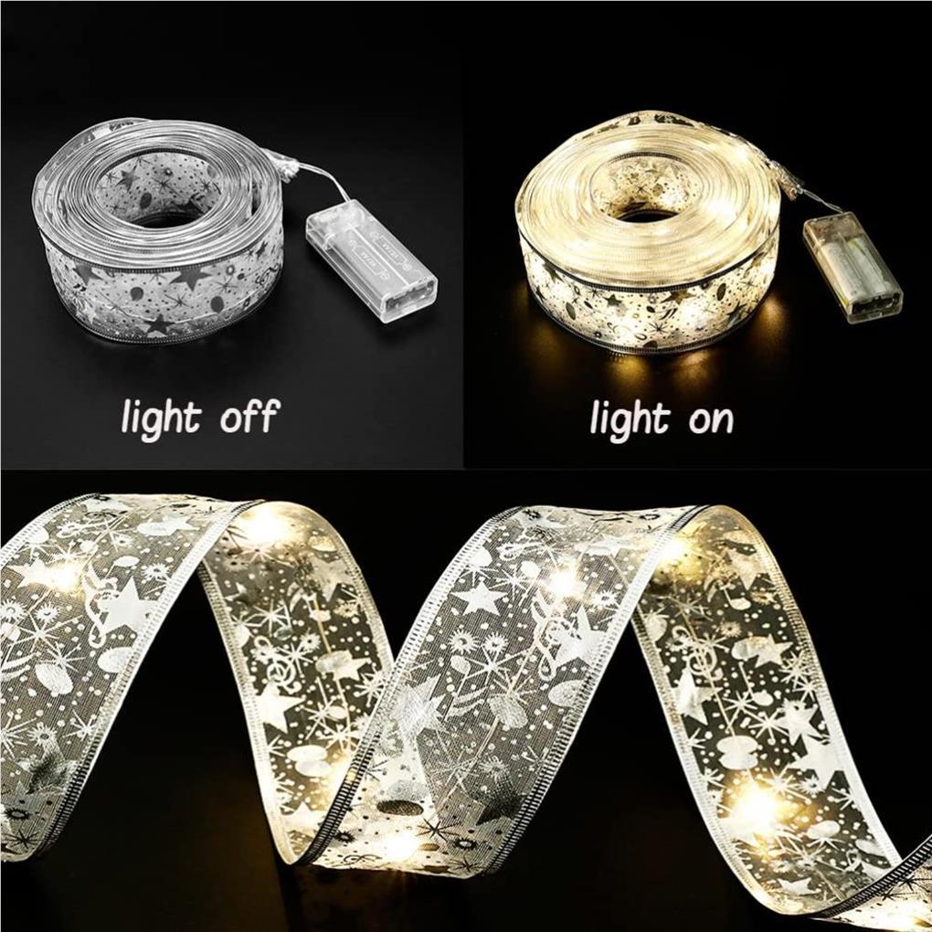 Christmas Tree Ribbon Light String Party Weddings Decoration Strip Gift Packing Decorative Supply for Dormitory Office