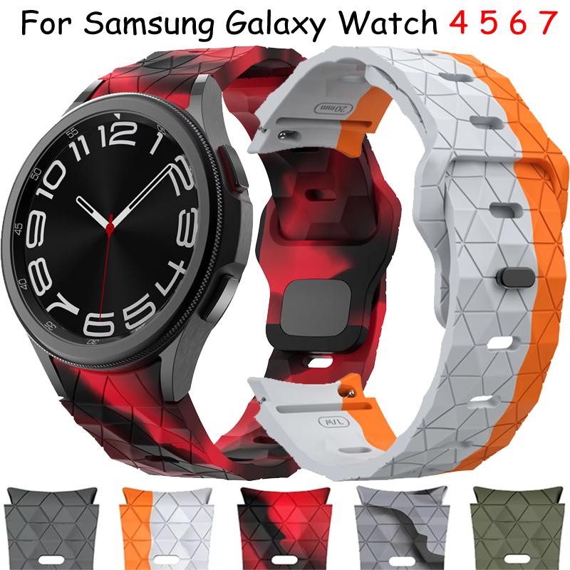 Silicone Strap For Samsung Galaxy Watch 7 6 5 4 40/44mm Football Pattern Bracelet For Galaxy Watch 5 Pro 45mm 6-4 Classic Correa
