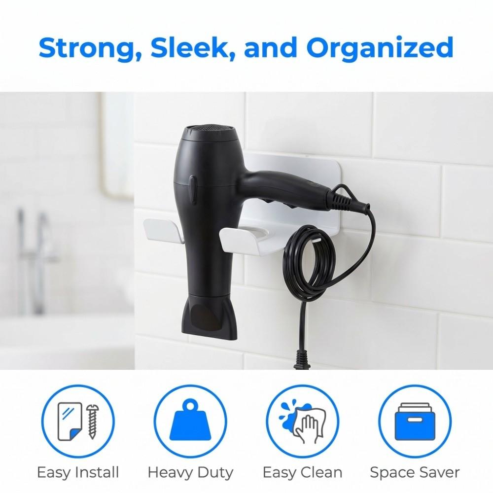 Wall Mount Hair Dryer Holder Carbon Steel Blow Dryer Rack Hair Dryer Rack Washroom