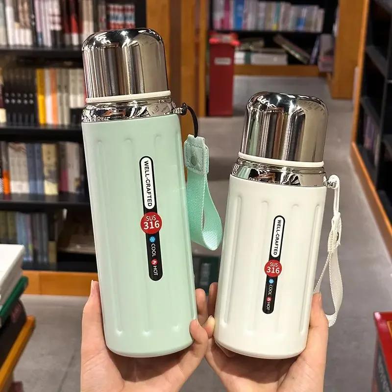 1 peça 600ml 800ml Garrafa Térmica Isolada Garrafas de Água Copos Térmicos de Viagem para Bebida Quente e Fria Verão Inverno Drinkware Presentes