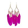 Bohemian Feather Tassel Drop Earrings Lightweight Hypoallergenic Handmade Feather Ear Drops Jewelry For Women