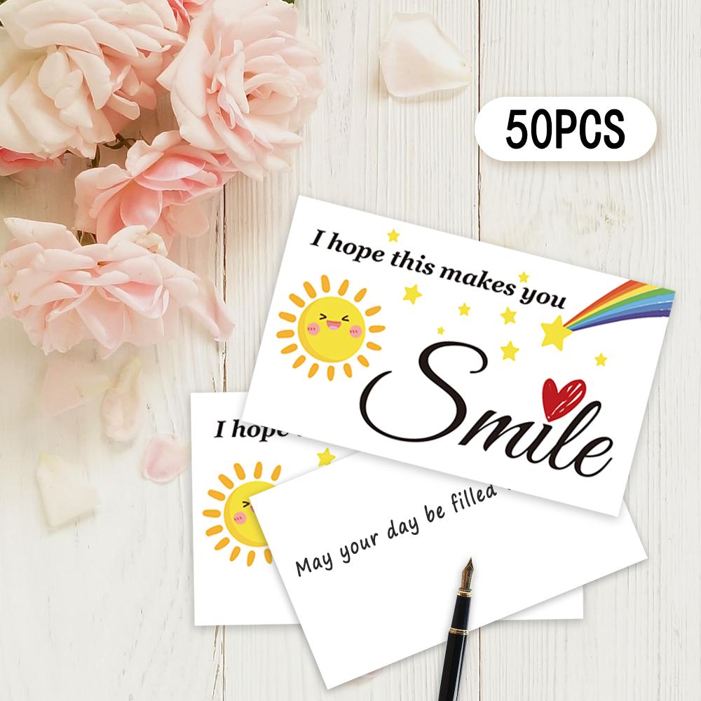 50 Pieces, Rainbow Thank You Cards, Smile Cards, Comfort Cards, ‘Hope This Makes You Smile’ Gift Wrap Cards
