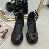 French White Small Waterproof Table Thick Heel High Heels Women's New 2025 Autumn and Winter Retro Thick-soled Mary Jane Shoes