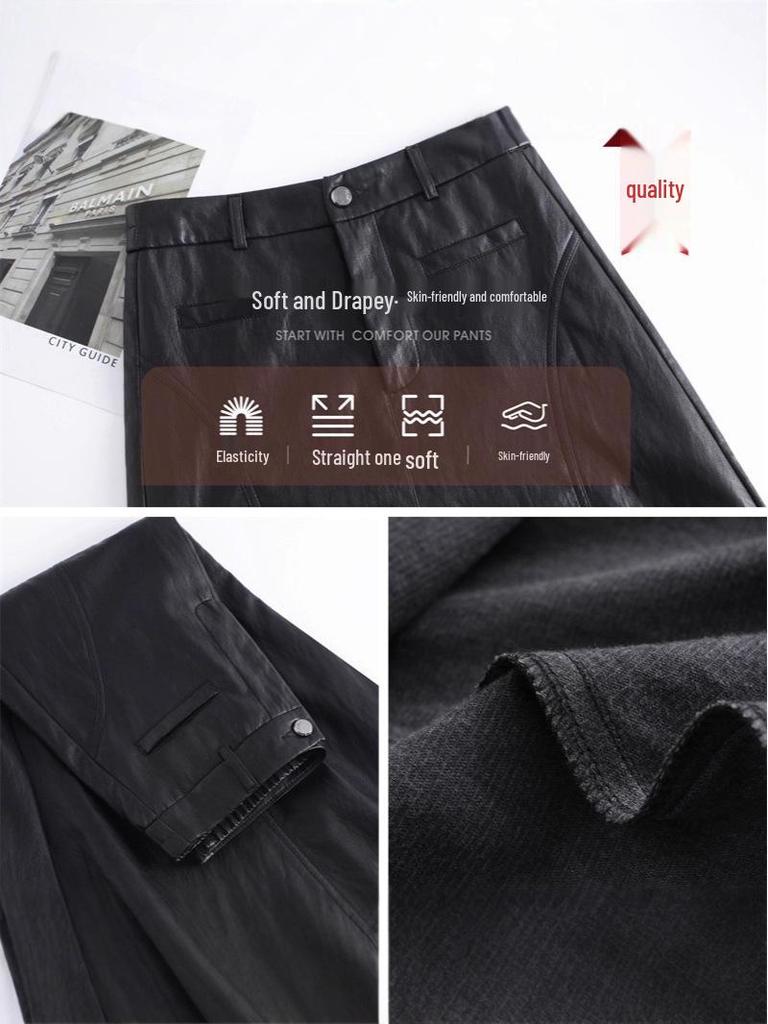 Women's Genuine Leather High Waist A-Line Midi Skirt - Autumn/Winter 2025 Fashion